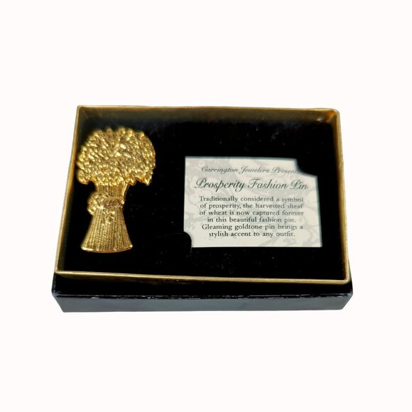 Carrington Jewelers Presents Prosperity Fashion Pin Gold Harvest Sheaf of Wheat - Picture 1 of 4